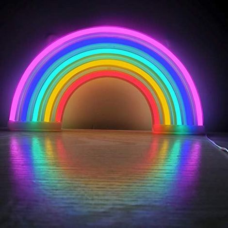 Cartelli luminosi al neon a forma di arcobaleno, luci notturne LED decorative a forma di arcobaleno per regalo per bambini, decorazioni per parete, feste di compleanno, Natale e matrimoni (1/5)
