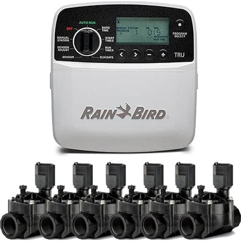 Programmatore di irrigazione per interni Rain Bird TRU a 6 zone + Elettrovalvole 100HV 24V 1'' Irrigazione automatica