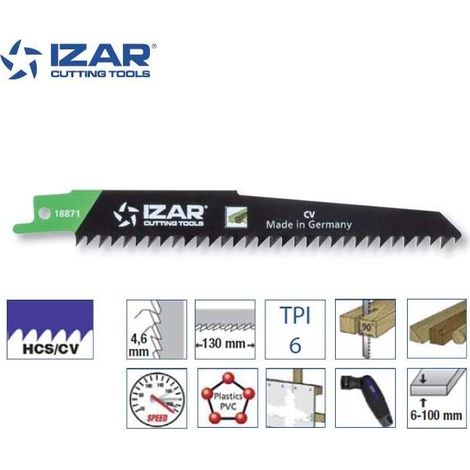 Lame de scie sabre pour bois (S644D) - Paquet de 5 PCS - HCS/CV 150 mm TPI 6 - IZAR