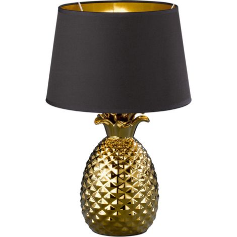 Lampada Tavolo Scrivania Ceramica Ananas Nero Oro Pineapple GD Trio (1/5)