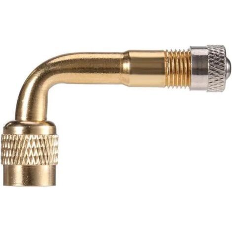 1 Pièces Extensions de Valve Pneu 90 Degrés en Cuivre, Embout Gonflage Velo avec Clapet Anti Retour Trottinette, Adaptateur de Valve pour Voiture, Moto, Vélo, Scooter (1/5)