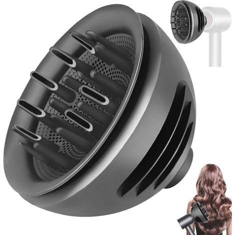 Compatible avec toute la gamme de sèche-cheveux Dyson, embout diffuseur multifonction 2 en 1 Wave + Curl, gris (1/5)