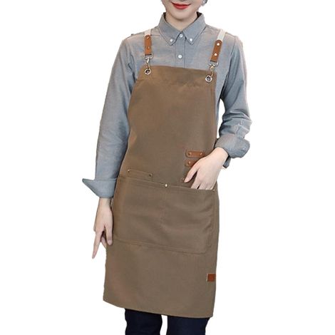 Tablier en toile imperméable à bretelles réglables, élégant et confortable, idéal pour la cuisine, les manucures et la pâtisserie. Idéal pour les cafés légers. (1/5)