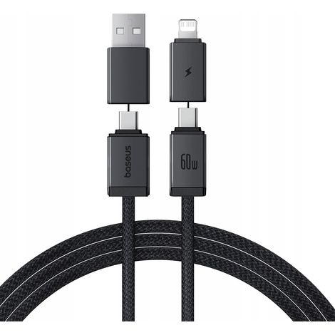 Baseus Vielseitiges Kabel A+C auf C+L, Schwarz 1 Stück. (1/5)