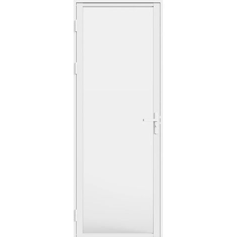 Bloc porte réversible en aluminium et verre trempé dépoli - H204 x L73 cm - Blanc - LOXTON