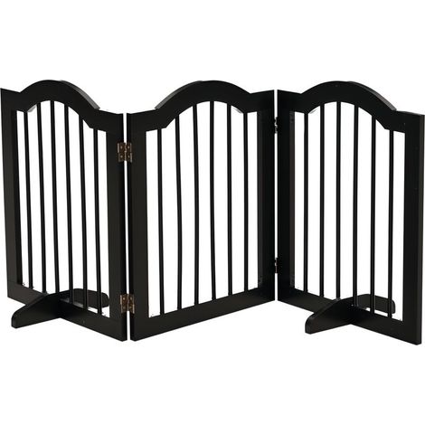 Faltbares modulares Haustiergitter mit Stützständer, MDF-Massivholz, 154,5 x 61 cm, schwarz (1/5)