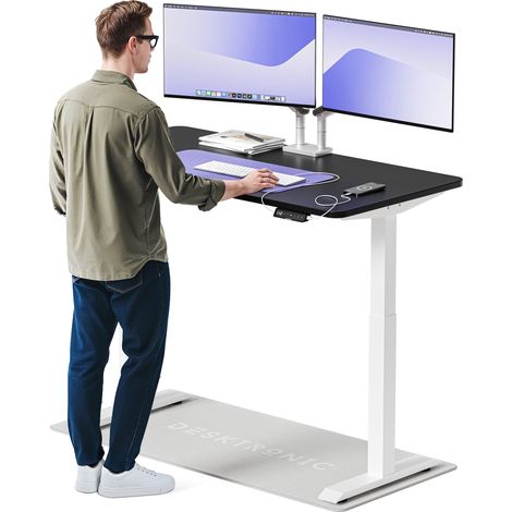 Desktronic Bureau assis debout HomeOne - 140x70cm - Blanc/Noir