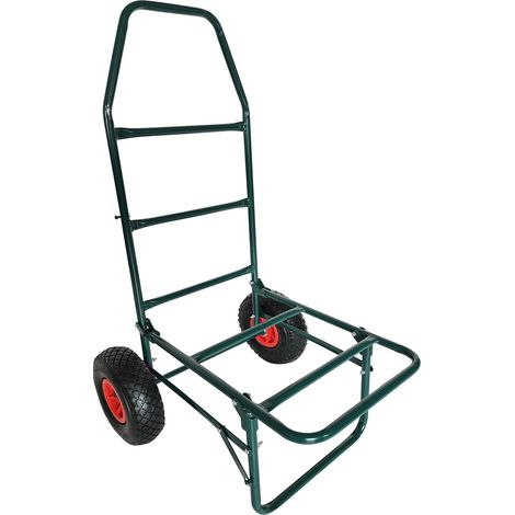 Carrello da trasporto Relaxdays, pieghevole, HBT: 102x50x37 cm, ruote pneumatiche, fino a 80 kg, acciaio, verde
