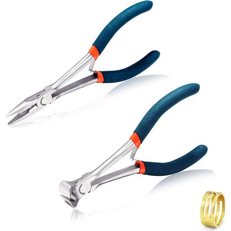 Pinces de bijoutier à bec long 2 pièces 5,5"/6", pour bijouterie (1/5)