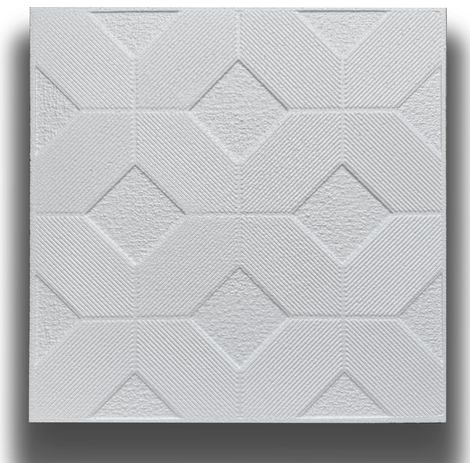 10 o 20mq (40 oppure 80 pezzi) di pannello decorativo a soffitto in polistirene compatto 50x50cm (spess. 1cm) LAGOS-Pacco da 20 metri quadrati