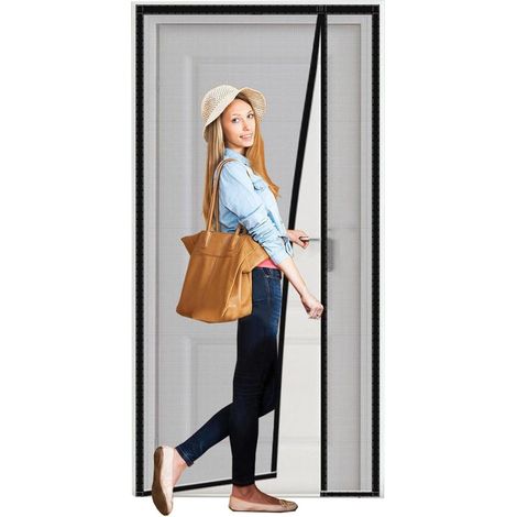 Moustiquaire Aimant, 160x185cm, Fermeture Automatique, sans Perçage, Pliable Moustiquaire sur Installation Facile Parfait pour Couloirs Portes Patio, Noir