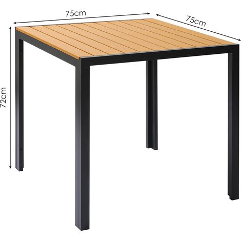 Table de Jardin Extérieur,Table de Balcon Carrée,Table de Terrasse, Aluminium,WPC,Résistante aux Intempéries (75x75cm,Marron) (1/5)