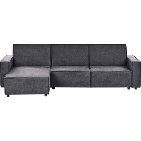 Divano angolare in tessuto a destra Grigio grafite Poliestere Funzione letto Romedal