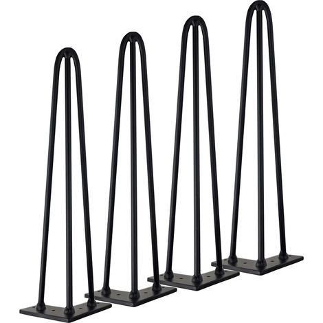 Pied Meuble 4pcs Pieds Epingle Diy Pieds Pour Table Pied De Chaise Avec 3 Tiges 16 Vis + 4 Protège Pieds Hauteur 40cm Diamètre Tige 10mm (1/5)