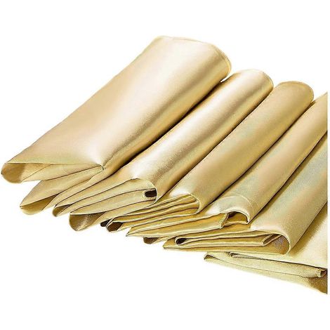 Lot de 12 serviettes en satin, 30 x 30 cm, soyeuses, pour mariage ou repas de luxe, couleur champagne. (1/5)
