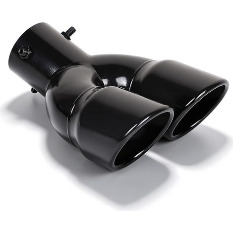 Embout d'Échappement Universel Double Sortie Plier en Acier Inoxydable, Diamètre Extérieur 63 mm, Réglable pour Tuyaux de 35 à 58 mm (Noir Brillant) (1/5)