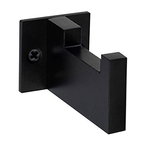 Crochet porte-serviettes ligne black - Décor : Noir RAL 9005 - Entraxe : 25 mm - Epaisseur : 10 mm - Hauteur : 40 mm - Matériau : Aluminum - Platine : 40x40x3mm - Profondeur : 73 mm - (1/3)