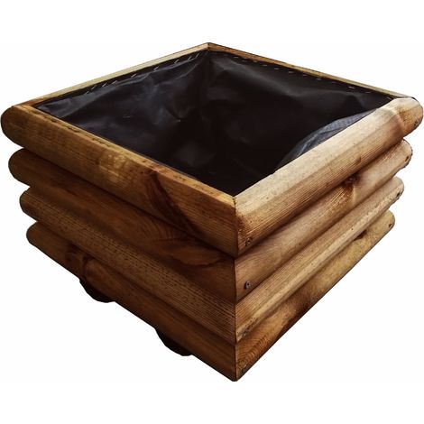 Fioriera in legno per esterno Fairy 47x47x h 29 cm color castagno
