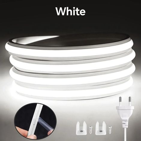 (Lumière blanche, 1M) Guirlande lumineuse LED, bandes néon COB, adaptée aux décorations extérieures et de fêtes. (1/5)