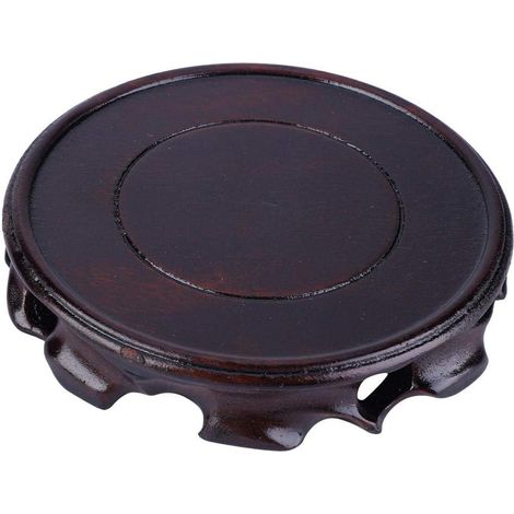 Socle rond en bois, base en verre de bonsaï de vase de théière socle d'affichage présentoir de décoration pour la décoration de bureau à la maison (1/5)