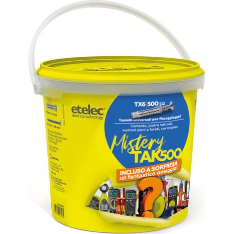 Tassello In Nylon 6X30Mm+Vite Tx6 (Fusto 500 Pz) (Etelec Cod. Tak500)