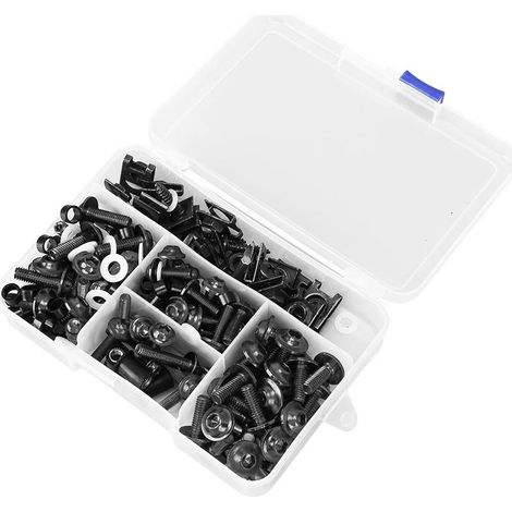 Kit de Boulons de Carénage, Kit de Boulons de Carénage de Moto de Colorés M5 M6 Vis de Pare-brise de Moto 177 Pièces de de de pour GSXR600 GSXR750 (BLACK) (1/5)