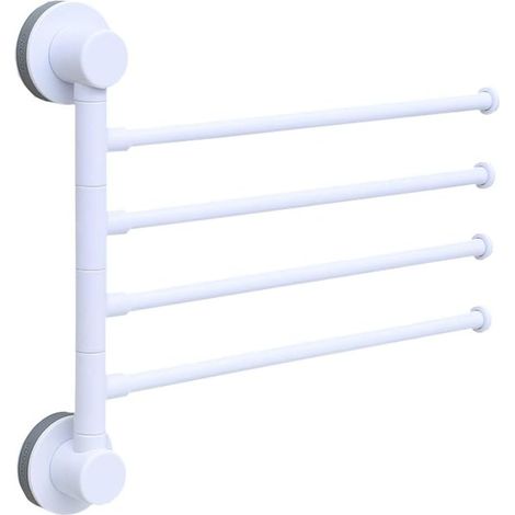 Porte-Serviettes Pivotant Mural 4-Arm, Porte-Serviettes Fold, 180°Rotatives Sèche-Serviettes pour Salle de Bain Cuisine (Gris) (1/5)