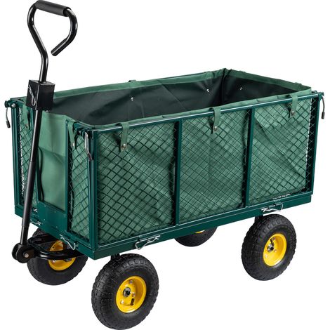 Wiltec Transportwagen bis 550 kg mit Metallgittern, Gartenwagen mit abnehmbarer Plane, Bollerwagen mit Ablage, Handkarren für u. a. auf Rasen u.Kies (1/5)