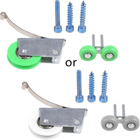 Roulettes pour portes coulissantes compatibles avec armoires, roulettes silencieuses en métal pour portes et fenêtres coulissantes à roulement à billes (1/5)