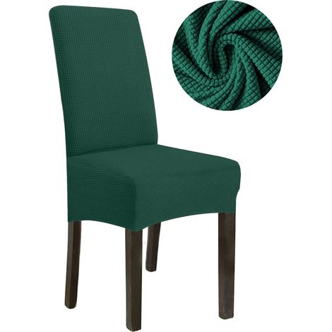 Stuhlbezug, dicker Jacquard, flaschengrün, Größe L, große hohe Rückenlehne (70 cm)