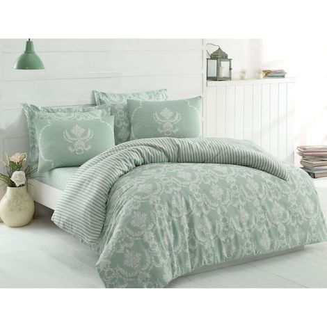 Bettwäsche - 1 Bettbezug 220 x 240 cm + 2 Kissenbezüge 60 x 60 cm - 65% Baumwolle, 35% Polyester - Grün