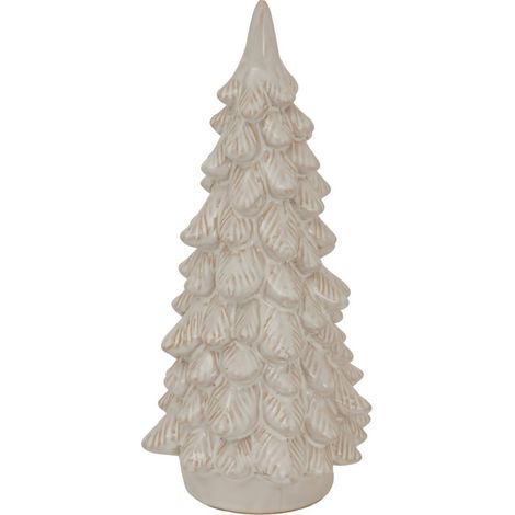 Large Alora Snowy Christmas Tree - Ceramic - L12 x W12 x H27 cm - White