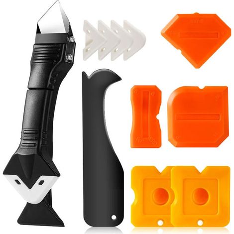 Kit de Lissage de Joints en Silicone, Outil Multifonction avec Racloir en Caoutchouc pour Finition Intérieure et Extérieure, Accessoire de Calfeutrage Professionnel-x (1/4)