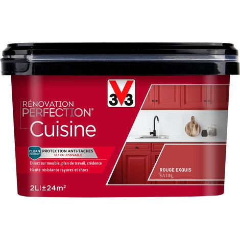 Peinture cuisine Rénovation perfection® V33 Rouge exquis satin 2L