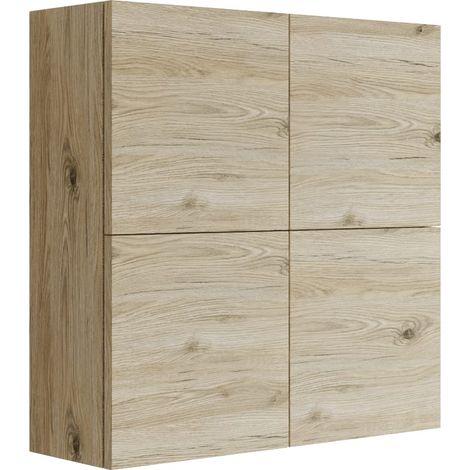 MaMa Store Atena Pensile Doppio Mettitutto 4 ante e sistema di apertura push adn pull, Laminato, Quercia Naturale L. 71 X P. 22 X H. 71 Cm (1/4)