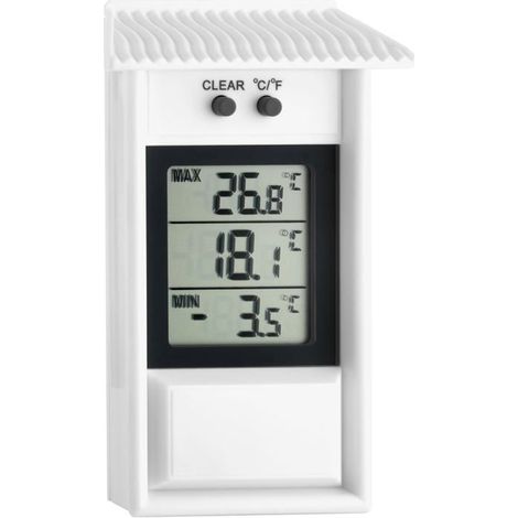 Thermomètre numérique à affichage maximum-minimum, 30.1053, résistant aux intempéries, convient à une utilisation intérieure ou extérieure, blanc (1/5)