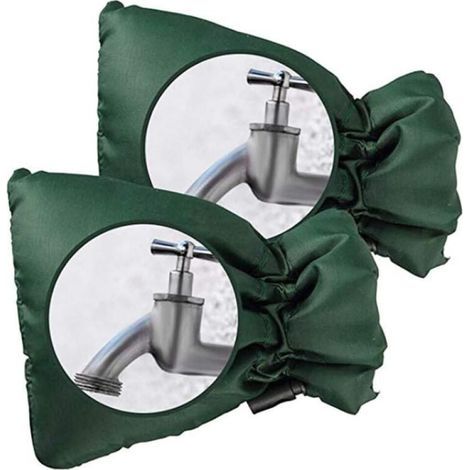 Set mit 2 Schutzhüllen für Außenwasserhähne – Dicker Frostschutz – Wasserdicht – Grün, 21 x 17 cm (1/4)