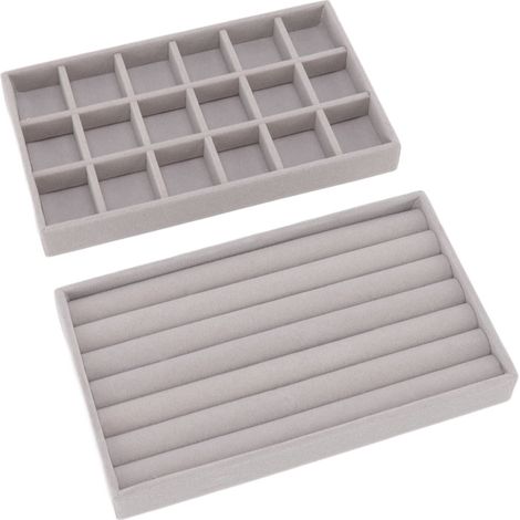 Boîte de rangement bijoux avec compartiments en tissu velours, gain de place, pour collection et présentation, idéale filles