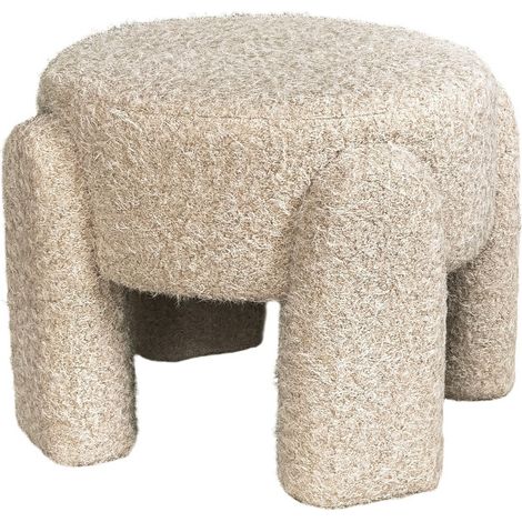 Pouf rond en tissu ø 45cm - Beige - Nolan (1/4)