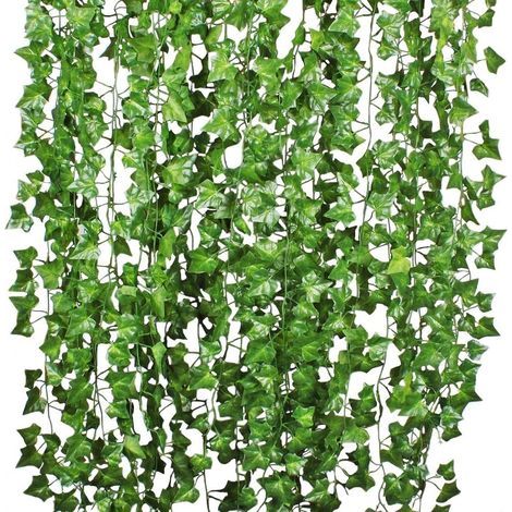 Guirlande de lierre artificiel suspendue (12 pièces, 25,6 m) - Idéale pour les mariages, les bureaux, la cuisine, le jardin et la décoration murale. (1/5)