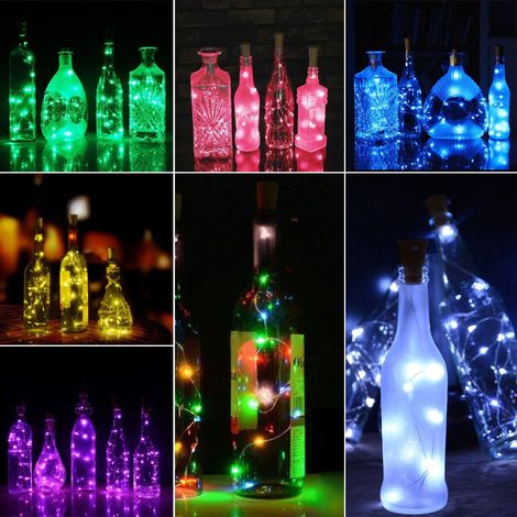 Bouchon lumineux LED rechargeable par énergie solaire, guirlande lumineuse pour bouteille de vin, décoration de fête et célébration (1/3)