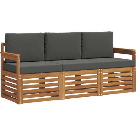 Ensembles de canapés avec coussin 3 pcs  Salon de jardin Naturel et Anthracite