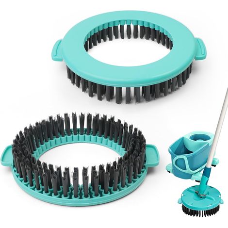 Spin Lot de 2 têtes de rechange pour balai à franges Leifheit Clean Twist Disc Mop Ergo - 15,8 cm - Brosse ronde rigide - Tête de rechange pour nettoyer les taches - Pour cuisine, salle de bain (1/5)