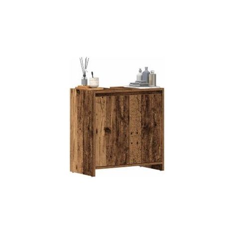 Armoire lavabo de salle de bain vieux bois 60x33x60 (1/5)