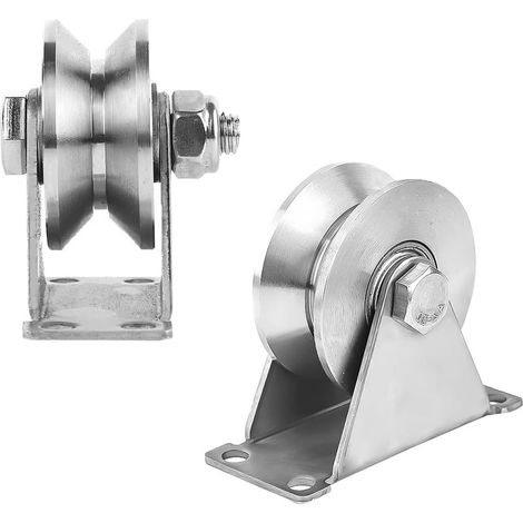 1 pcs Poulie de Levage, Poulie de Renvoi, Poulie Inox, Poulie en V 48 Mm pour Câbles, Portes Coulissantes, Rails Portes et Fenêtres, etc., Capacité Charge (1/4)