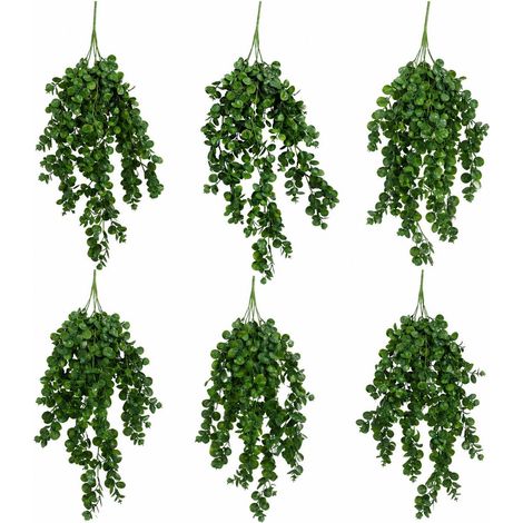 Pack of 6 x 75cm Artificial Trailing Round Leaf Hanging Foliage Plant - Deep Forest Green (1/4)