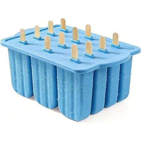 Moules à Glace,12 Cavités Moules pour Glaces,Moule à Crème Glacée,Wiederverwendbar für die Zubereitung von Eis am Stiel, Crème Glacée Sorbets (1/5)