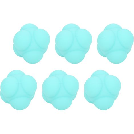 Lot de 6 balles hexagonales en silicone à réponse rapide pour l'entraînement agile et la stimulation des fascias (bleues). (1/5)