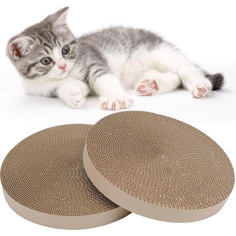 Lot de 2 grattoirs ronds en carton pour chat - Recharges réutilisables en carton ondulé (1/5)