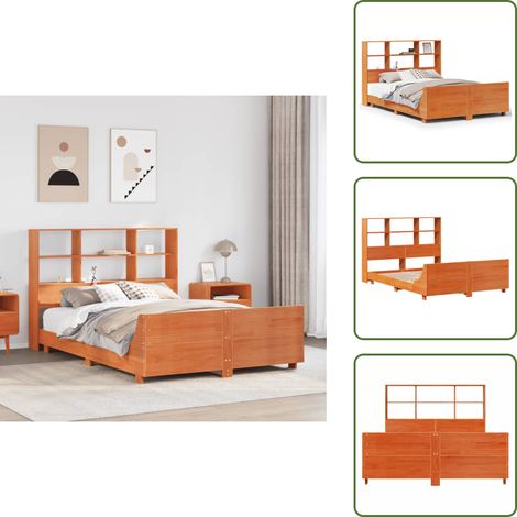 Cadre de lit sans matelas cire marron 150x200cm bois pin massif - Cadre De Lit - Cadres De Lit - Sommier - Meuble De Chambre À Coucher